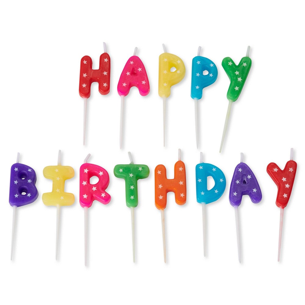 13ct Birthday Toothpick Candles &#039;Happy Birthday&#039; Lettering - PAPYRUS