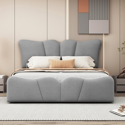 Whisen Morden Design Full Size Upholstered Platform Bed with Distinctive Headboard