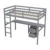 YOOCOZZ Twin Size Wood Loft Bed with Built-in Desk, a Storage Cabinet of 2 Drawers, Guardrails and Ladder - 2 of 4