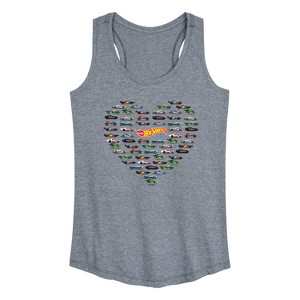 Women's - Hot Wheels - Valentine's Hot Wheels Heart Graphic Racerback Tank - 1 of 4