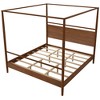Merax Modern Rustic Solid Wood Canopy Bed Frame with Built-in Headboard - 4 of 4