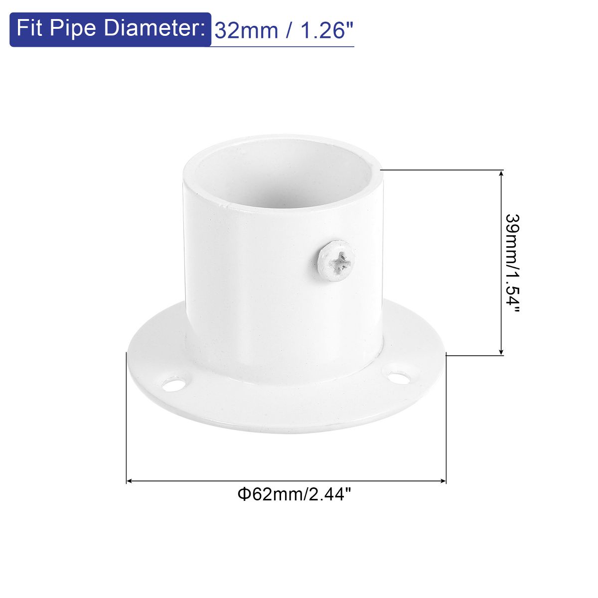 Unique Bargains Wall Mount Pole Sockets Flange Holder Closet Curtain Rod Bracket 4 Pcs - thumbnail 10