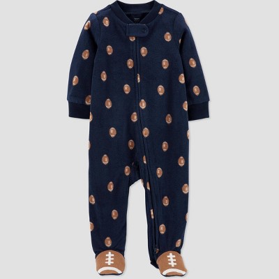 Carter's Just One You® Baby Boys' 'Football' Microfleece Footed Pajama - Navy Newborn