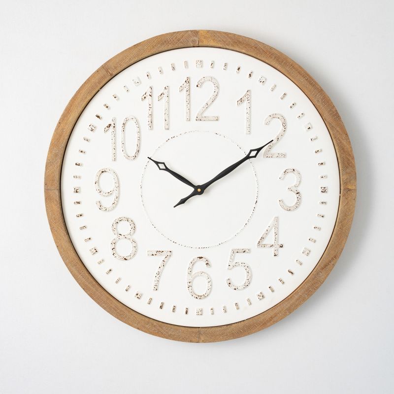 24.5"H Sullivans Creamy Metal Wood-Frame Clock, Multicolored, 1 of 4