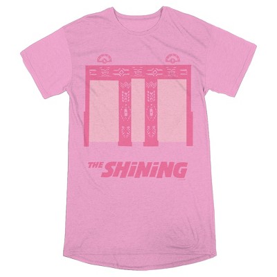 The Shining Elevator Crew Neck Short Sleeve Pink Heather Women's Night Shirt-1X