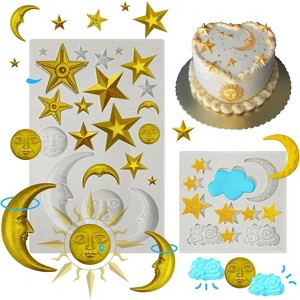 JDICTION 2PC Celestial Theme Silicone Molds, Moon Star Sun Face Design for Fondant Cake Decorating, Chocolate Candy & Polymer Clay Crafts - 1 of 4