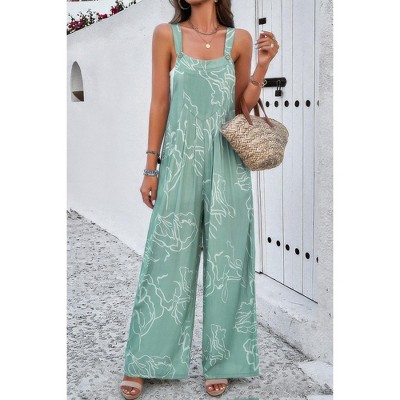 I AM A FASHION JUNKY Geo Print Smocked Sleeveless Pockets Jumpsuit