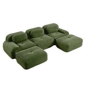 117" Corduroy Modular U-Shaped Sectional Sofa with 2 Ottomans - 1 of 4