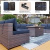 ALAULM 13PCS Outdoor Patio Furniture Set,Rattan Sectional Sofa Patio Conversation Sets with Gas Propane Fire Pit Table - 3 of 4