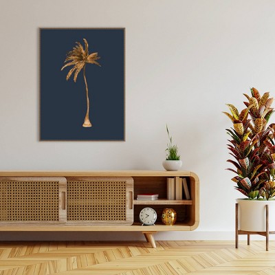 Golden Palm Beaded Bronze Framed Canvas Wall Art, 32" x 42"