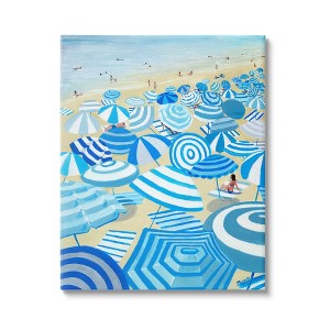 Stupell Industries Striped Coastal Beach Umbrellas Gallery Wrapped Canvas Wall Art - 1 of 3
