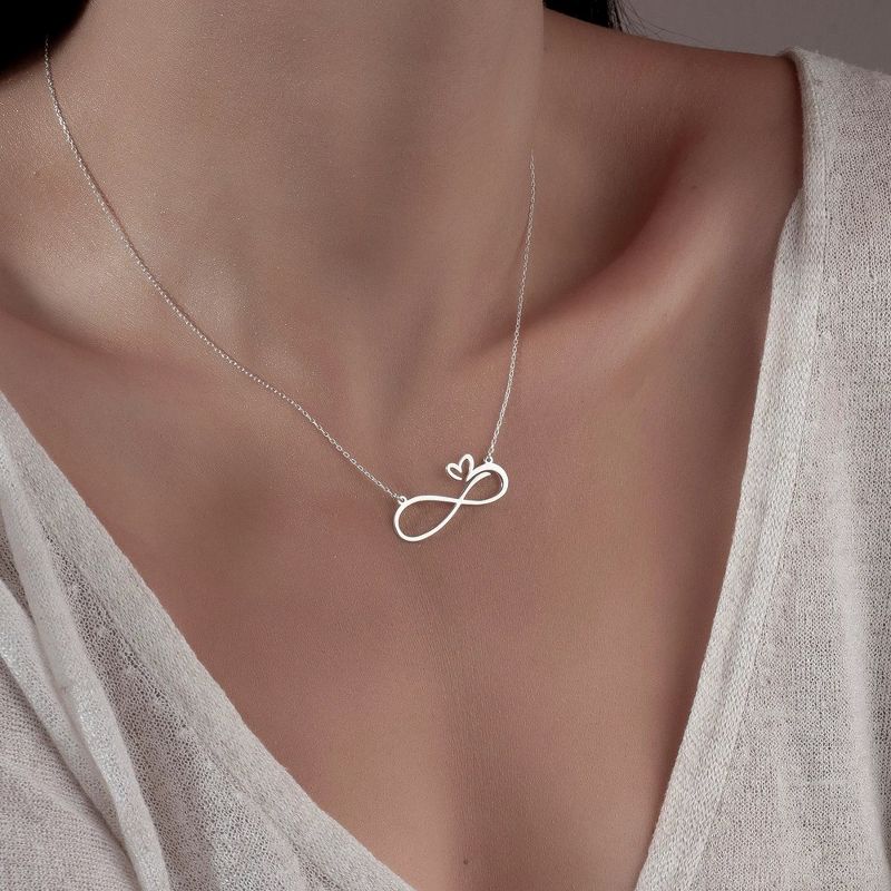 Heart Infinity Necklace, Eternal love in Sterling Silver Necklace for Women, 2 of 3