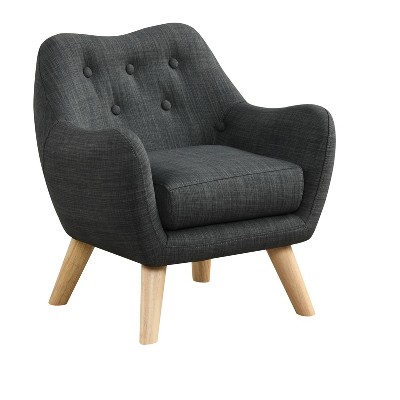 NicBex Linen Accent Chair,Upholstered Living Room Chairs with Button Tufted Back and Natural Finish Wooden Legs,Accent Chairs for Living Room