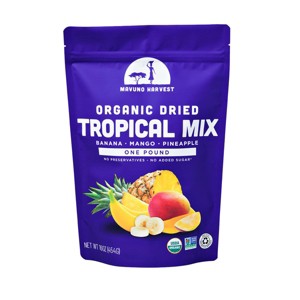 Mavuno Harvest Organic Dried Tropical Mix Fruit Snacks, a Vegan & Gluten Free Healthy Snack with No Preservatives or Added Sugars - 1 of 4