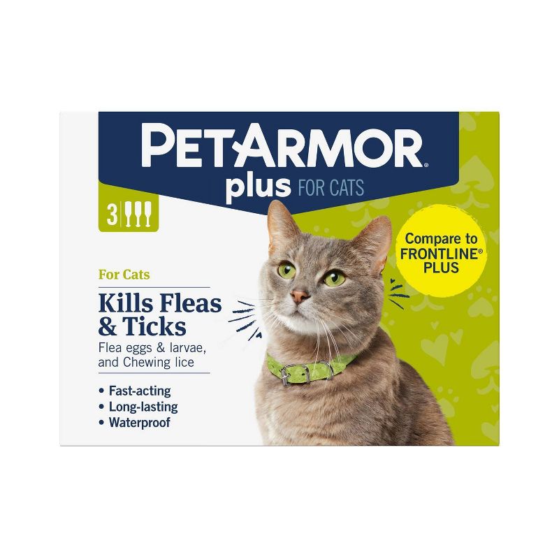 PetArmor Plus Flea and Tick Topical Treatment for Cats - Over 1.5lbs - 3 Month Supply - 0.051 fl oz, 1 of 8