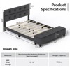 Infans Queen Upholstered Bed Frame with Ottoman Storage Linen Button Tufted Headboard - 2 of 4