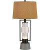 Cal Lighting Vallda 100W 3 Way Table lamp with 2W LED Night Light with Metal/Glass Body and Cement Base and fine Burlap Drum Shade - 2 of 4