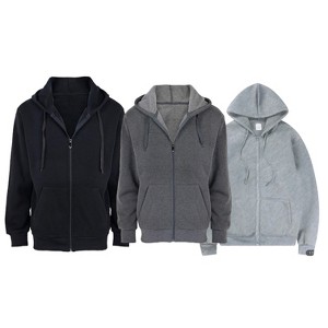 Mens 3 Pack Zip Up Hoodies Soft Cotton Zipper Fleeced - 1 of 4