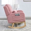 Pink 27.5 "W Modern Accent High Back Living Room Casual Armchair Rocker with One Lumbar Pillow, Two Side Pockets - 4 of 4