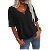 Imily Bela Women's Casual V Neck Half Sleeve Oversized T Shirt Solid Color Basic Top - 3 of 4