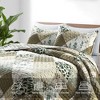 Peace Nest Premium Ultra Soft Reversible Quilted Coverlet Set, King, Green Leaves - 3 of 4