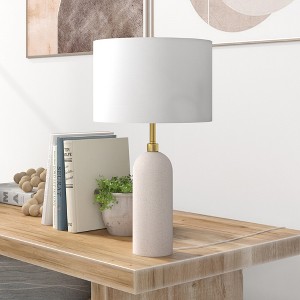 Hudson and Canal 22" Tall Ceramic Table Lamp with Fabric Shade Warm Sanded Ceramic/White - 1 of 4