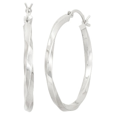 Sterling Silver Wide High Polish Twisted Hoop Earrings