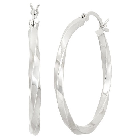 Sterling Silver Large Polished Hoop Earrings