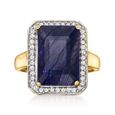 Ross-Simons 7.00 Carat Sapphire and .20 ct. t.w. Diamond Ring in 14kt Yellow Gold