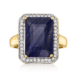 Ross-Simons 7.00 Carat Sapphire and .20 ct. t.w. Diamond Ring in 14kt Yellow Gold - 1 of 4