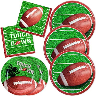 DYLIVeS Football Plates and Napkins Party Supplies, Includes Football Dinner Plates, Dessert Plates and Napkins Birthday Tailgate Party Decorations