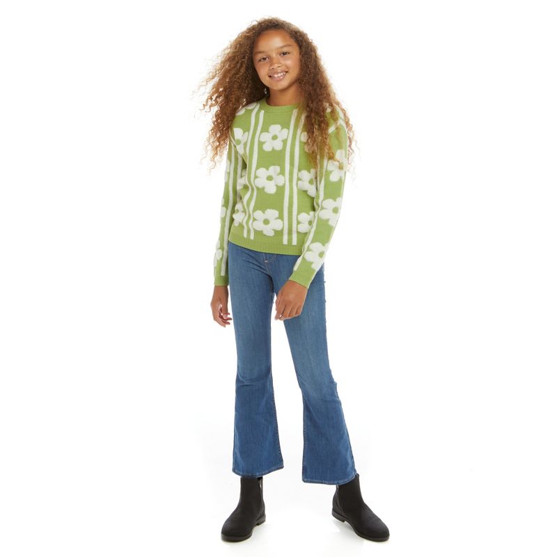Andy & Evan  Kids  Girls Flower Faux Shearling Sweater, 2 of 6