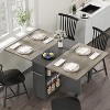 Folding Dining Table, Drop Leaf Dining Table with 6 Wheels and 2-Layer Storage Shelf, Space Saving Dining Table for Small Spaces - 2 of 4