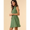 INSPIRE CHIC Women's Floral Sleeveless Half Placket Mini Belted Summer Dress - 3 of 4