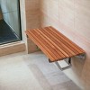 HomeRoots 28" Brown Premium Wall Mount Teak Shower Bench - 2 of 4