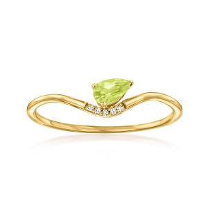 Pure Collection by Ross-Simons 0.20 Carat Peridot Ring With Diamonds in 14kt Yellow Gold Size 7 - 1 of 4