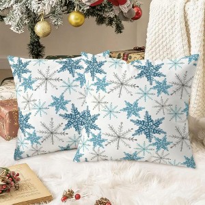 Christmas Throw Pillow Covers Decorative 18 X 18 Inches Pack of 2 Blue Grey - 1 of 4