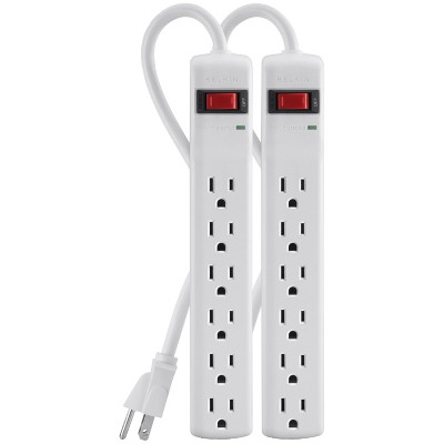 Belkin® 6-Outlet Surge Protectors, 2 pk in White