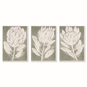 Plum & Post 19.75"W x 1.25"D x 27.5"H Protea Triptych Hand-Embellished Giclees Wall Art Set of 3 - 1 of 4