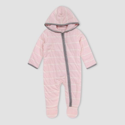 Image of Burt's Bees Baby® Baby Girls' Winter Striped Organic Cotton Bunting  - Light Pink 3-6M