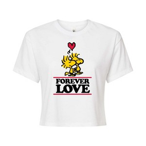 Women's - Peanuts - Forever Love Cropped Graphic T-Shirt - 1 of 4