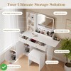 Fluted Makeup Vanity Desk with Mirror & Lights Vanity Table with Storage Stool Power Outlet 2 Drawers Large Cabinet - 2 of 4