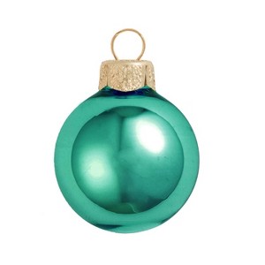 Northlight Petite Shiny Finish Glass Christmas Ball Ornaments - 1.25" (30mm) - Turquoise Green - 40ct - 1 of 2