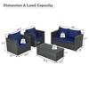 Tangkula Set of 8 Patio Rattan Conversation Furniture Set Outdoor Wicker Sofa Set with Padded Cushion & Tempered Glass Coffee Table Navy - 4 of 4