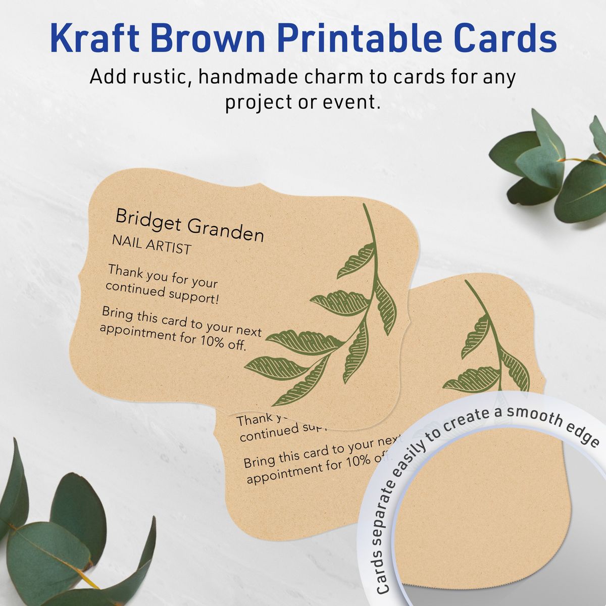 Avery Kraft Brown Postcards, 3-1/2" x 5" Rectangle Flourished Edge - thumbnail 2