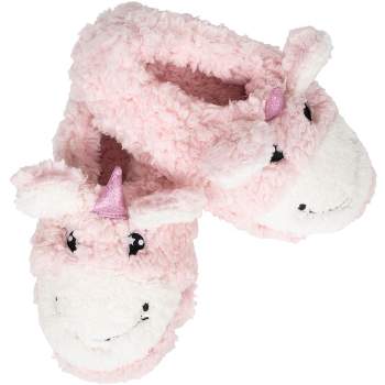 Elanze Designs Unicorn Pink Women's Animal Cozy Plush Lined Non Slip Fuzzy Slipper - Medium