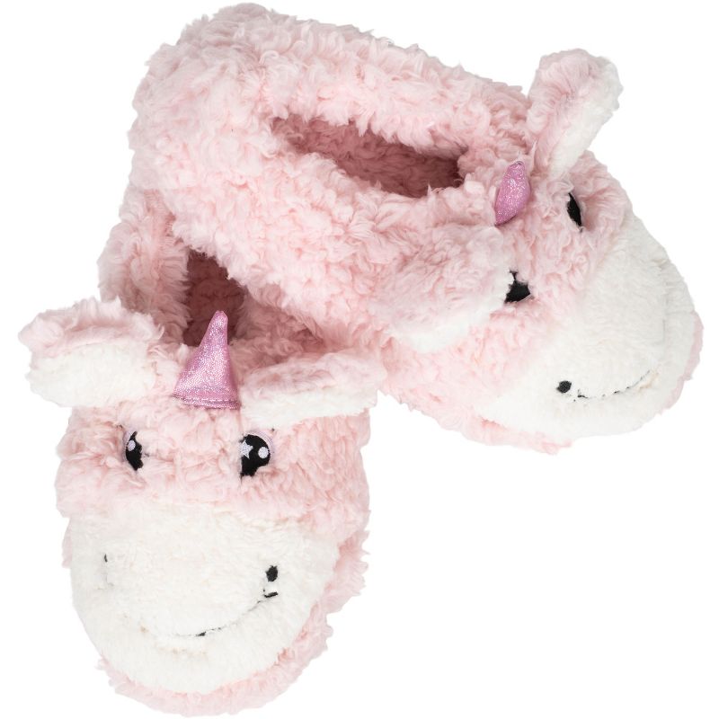 Elanze Designs Unicorn Pink Women's Animal Cozy Plush Lined Non Slip Fuzzy Slipper - Medium, 1 of 7