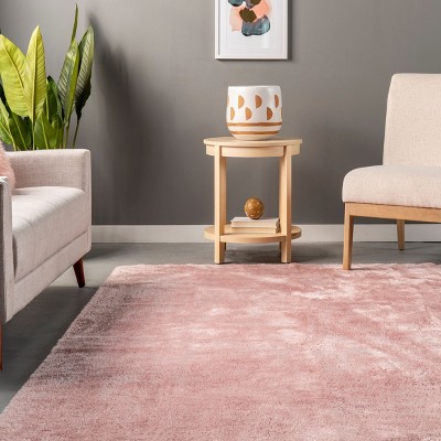 Loni Pink 3' x 5' Machine Washable Solid Shag Area Rug