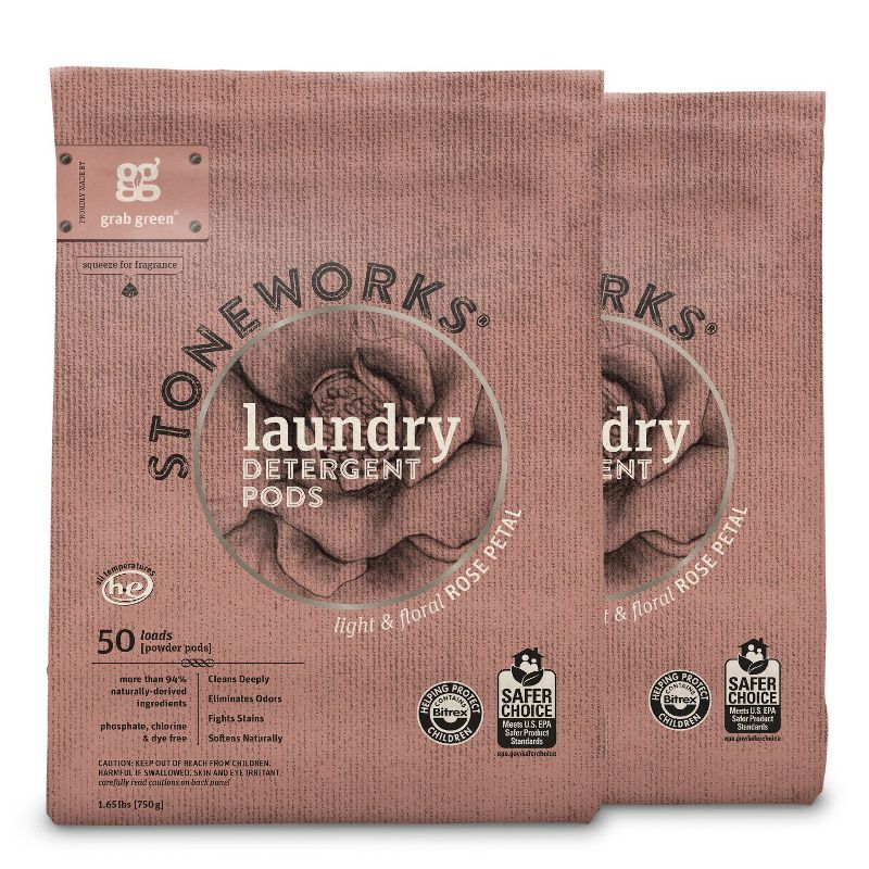 Grab Green Stoneworks Laundry Detergent Pods, Rose Petal Scent, 1 of 14