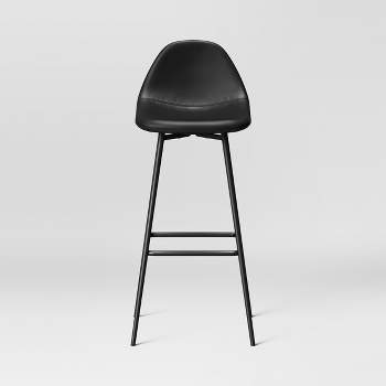 Copley Upholstered Barstool with Faux Leather Black - Project 62™